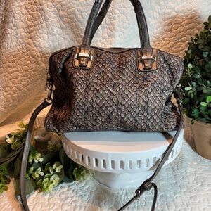 Coach Snake Print Canvas Satchel in Black, Brown and Bronze